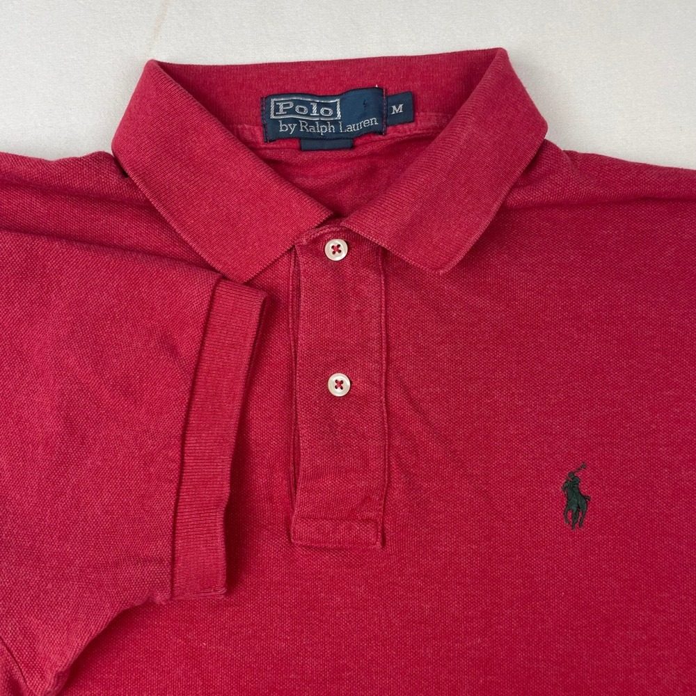 Polo Ralph Lauren Mens Medium Red Pique Short Sleeve Pony Logo Polo Shirt